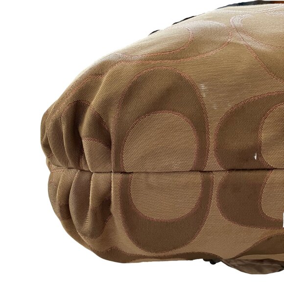 EUC Coach Poppy Signature Print Baby Pink/Tan Satchel Purse - Picture 7 of 12